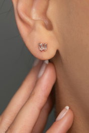 Heliophilia Silver Pendientes de Plata de Ley 925 y Oro Rosa con Estilo Tachuela